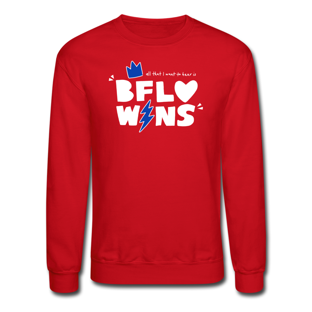 BFLLO WINS (Blue) Crewneck Sweatshirt - red