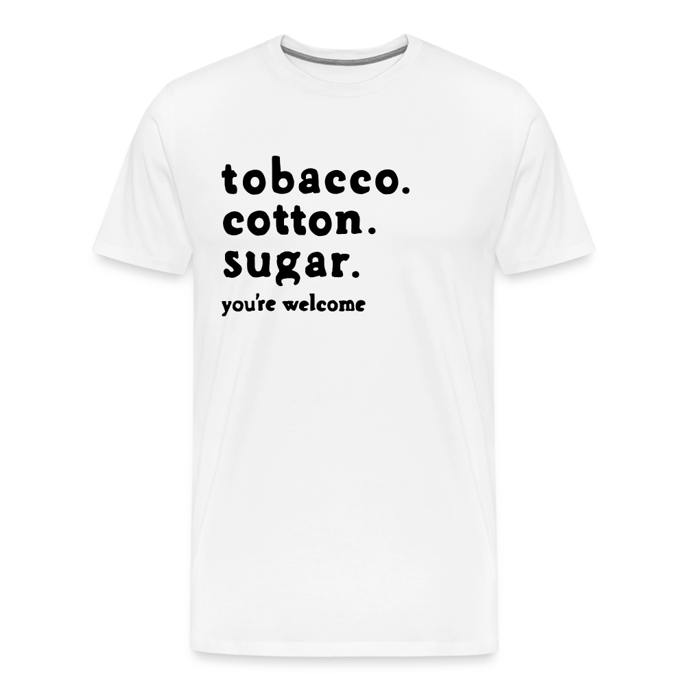 tobacco. cotton. sugar. - white