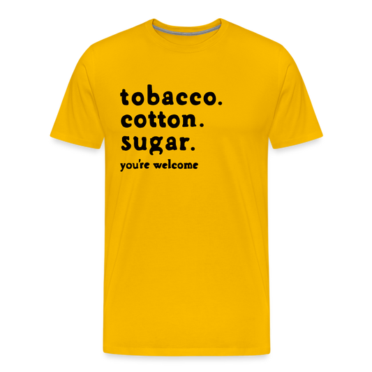 tobacco. cotton. sugar. - sun yellow