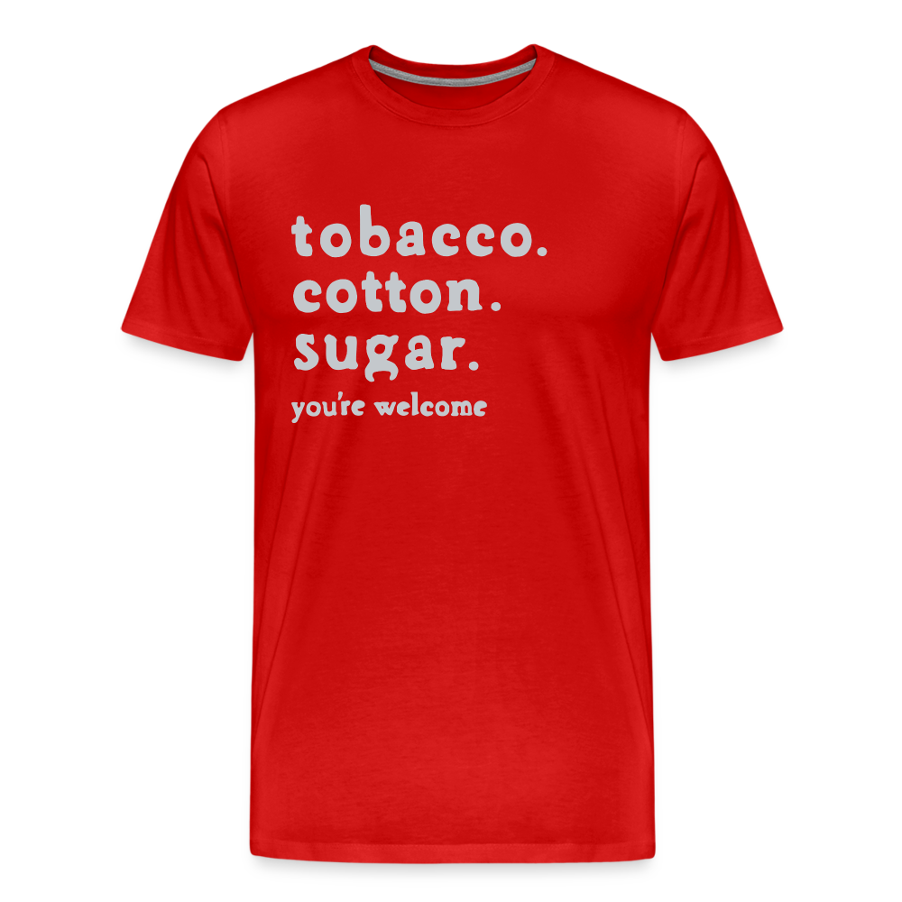 tobacco. cotton. sugar. - red