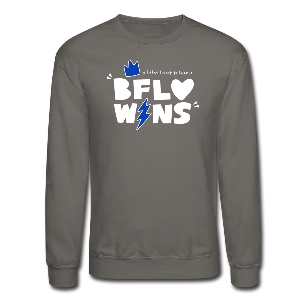 BFLLO WINS (Blue) Crewneck Sweatshirt - asphalt gray