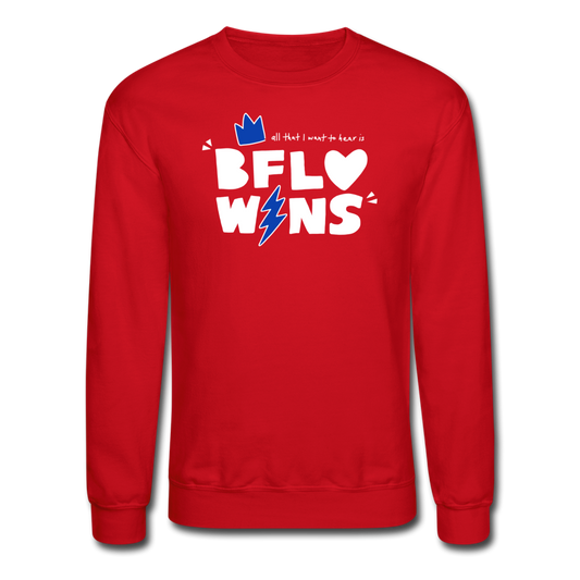 BFLLO WINS (Blue) Crewneck Sweatshirt - red